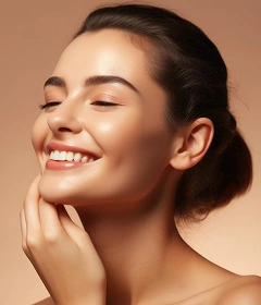 Woman with healthy, glowing skin representing advanced skin treatments by Dr. Smriti Nathani.