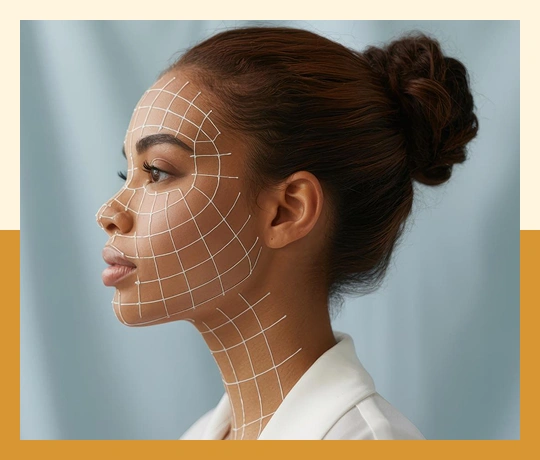 Aptos thread lift showing non-surgical lifting of face, neck, and brows for youthful definition.