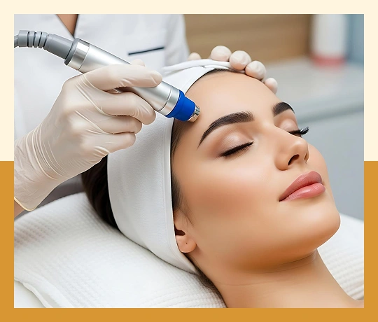 Thermage treatment delivering radiofrequency energy to tighten skin and improve facial firmness.