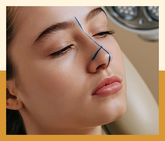 Before-and-after profile showing rhinoplasty results for refined nose shape and facial balance.
